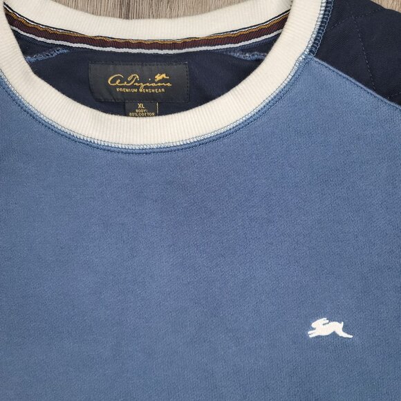 A. Tiziano Men's XL Colorblock Crewneck quilted Sweater Blue White & Navy - Picture 7 of 8